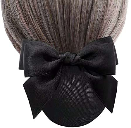 JIHUOO Filet à Chignon avec Nœud Barrette à Cheveux Française Couverture de Chignon Pince à Cheveux pour Femme Le Noir