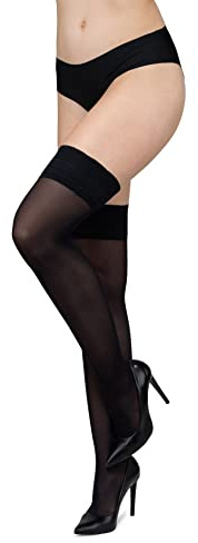 looksy Bas opaques autoportants pour femme avec bande élastique 60 deniers - Grande taille - Taille S à 3XL