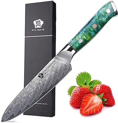 WILDMOK Küchen-Allzweckmesser, superscharfes, 12cm ultimatives Allzweckmesser zum Schneiden, Zerkleinern und Hacken, Küchen-Allzweckmesser mit Geschenkbox