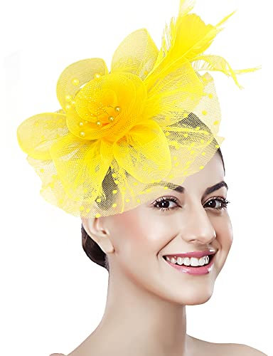 Bniksok Yellow Fascinator for Women