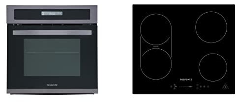 Respekta autarker Backofen Black Steel LED Timer, Induktion Bridgezone Slider Steuerung