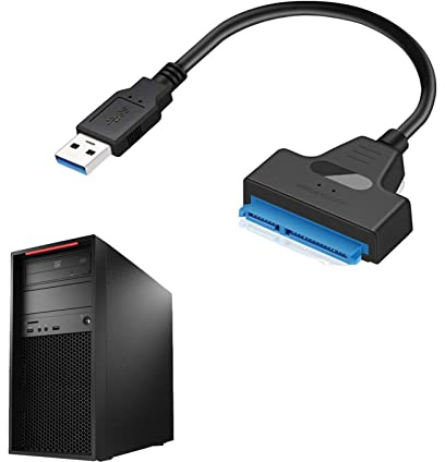 Facyndisk, USB SATA-adapter med strömförsörjning | Datorkabelkontakter för 2,5 SSD och HDD, Dual U-strömförsörjning