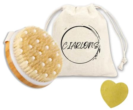 CIARLON’S Spazzola Corpo a Secco Setole Naturali | Spazzola Anticellulite Esfoliante Corpo ad Effetto Scrub Corpo e Anti-Cellulite | Regalo per lei , Regalo per lui (rotonda)