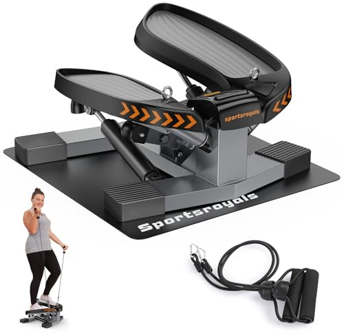 Sportsroyals, Mini Steppers for Exercise,Stair Stepper with Resistance Band, Hydraulic Fitness Stepper Exercise Home Workout Equipment for Full Body Workout, 330lbs Weight Capacity