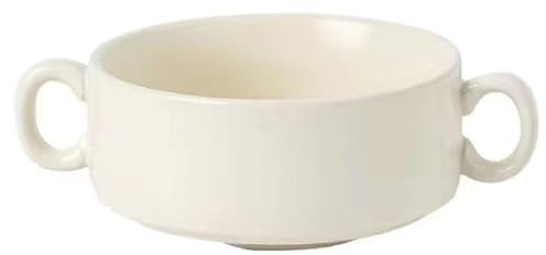 Suppenschalen Mit Henkel, 300ml Soufflé Förmchen, Mini Auflaufform Backform Suppentassen, Auflaufförmchen Aus Porzellan Rund Doppelgriff, Für Souffle Creme Brulee Lasagne Tiramisu Pudding (Weiß)