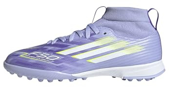 adidas Unisex niños F50 SPARKFUSION League W Mid Turf Football Boots Kids, Violet Tone/Lucid Lemon/Purple Rush, 36 2/3 EU