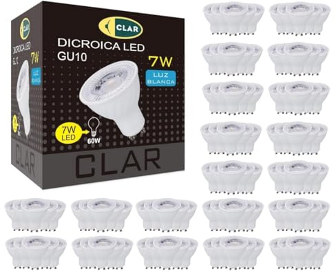 CLAR LED-spotlight, GU10 LED, GU10 LED-lampa, GU10 glödlampa, GU10 LED-lampa, GU10 LED, spotlampa, LED-spotlampa, GU10 LED-spotlight, infälld LED-spotlight, GU10 spotlight, GU10 4000K, 7W (förpackning