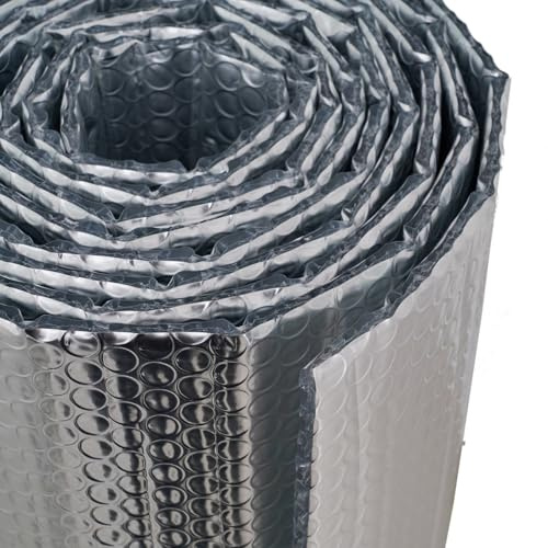 Foil Insulation roll self Adhesive 3-4mm Heat Sound Absorption Insulation Mat 50M Vapour Barrier Sheet for Roof Wall Duct Pipe (Size:1*50m/3.2*164ft)