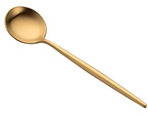 Cucchiaio da zuppa in acciaio inox smerigliato, cucchiaio da cena, testa rotonda dorata, manico lungo, cucchiaio di riso, cucchiaio di zuppa, mestolo di zuppa