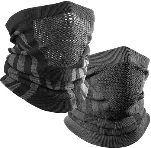 WTACTFUL Winter Neck Gaiter Neck Warmer Half Face Ski Mask Cover Cold Weather Windproof Tube Bandana Balaclava for Running Skiing Hunting Snowboarding Cycling Motorcycle All Black Black
