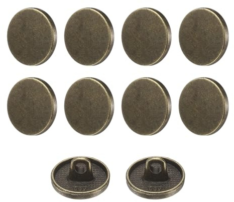 QUARKZMAN 10 stycken platta metallknoppar set, 12 mm glänsande yta runda öglor, pysselknappar, ersättningsknappar för gör-det-själv män kvinnor kostym ullrock skjorta byxor, brons