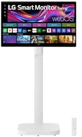 LG Swing 32U889SA Monitor Smart Portatile Touch 32 4K, base con rotelle, webOS con app di streaming, Wi-Fi, Bluetooth, AirPlay, Screen Share, Speaker Stereo 10W, 3x USB-C, Telecomando, Bianco