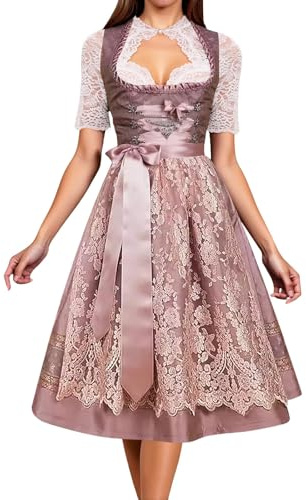 YOSUWOAI Abito da donna Dirndl Oktoberfest, abito tradizionale bavarese, elegante rosa, set completo di abiti da dirndl, abito lungo per carnevale, Oktoberfest, O rosa., XL