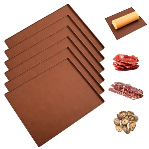 6 stycken silikondehydratorblad, bakmatta med kant och non-stick, silikonkakrullsmatta Swiss Roll-matta kaffe, lämplig för mikrovågsugn och ugn, 31 × 26 × 8 cm, lätt att rengöra