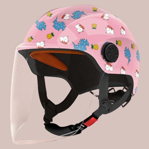 Demi-Casque De Moto pour Enfants, Homologué ECE 22.06, avec Visière Solaire, pour Garçons Et Filles De 3 À 12 Ans C,48-58cm