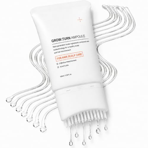 GROWTURN Korean Hair Growth Serum with Scalp Brush Heartleaf Exosome 100ml | Heartleaf exosome hair growth scalp serum with 16-bristle brush for thinning hair, shedding, hairline, crown & Korean care