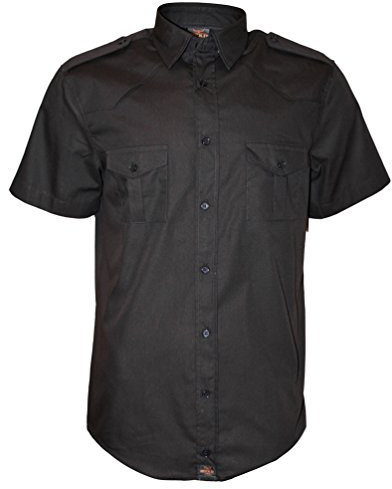 ROCK-IT Apparel Hemd Herren Kurzarm [S-5XL] - 100% Baumwolle - US-Hemd im coolen Military Look - Workerhemd - Worker Shirt Outdoor - Sportliches Freizeithemd 5XL Schwarz