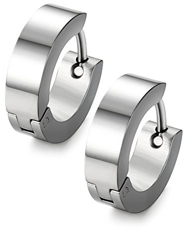 Jstyle Stainless Steel Unique Small Hoop Earrings for Men Huggie Earrings 1 Pairs Silver