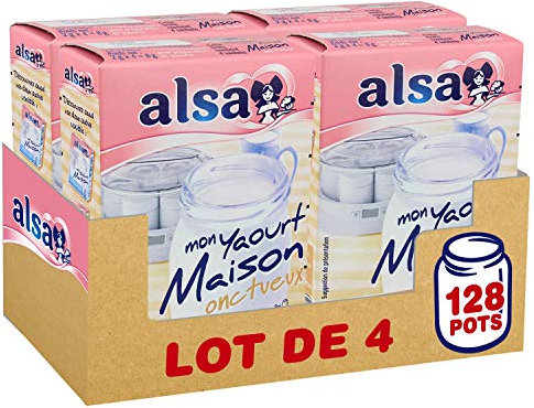 Alsa Préparation Mon Yaourt Maison Onctueux 128 Pots (Lot de 4x32 Pots)