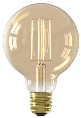 CALEX LED Lampe E27, G95, Filament, Vintage Gold, 2100K Warmweiß Licht, dimmbar