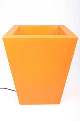 point-garden Beleuchteter Blumentopf aus Kunststoff, Pflanzkübel orange