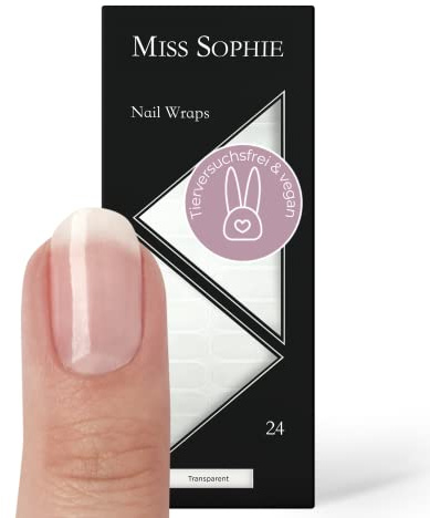 Original Miss Sophie Nagelfolien Transparent I 24 ultra-dünne Nagellack-Streifen I Für Finger- & Fußnägel I Hält auf Natur- sowie lackierten, Acryl-, Gel- & Shellac-Nägeln
