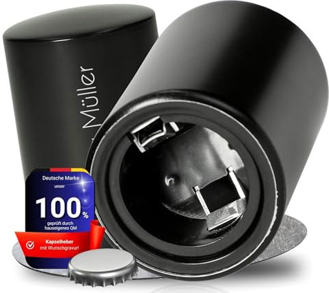 Flaschenöffner personalisiert Push & Pull - Geschenk zu Weihnachten für Männer - Aluminium Kapselheber in Edelstahl-Optik - Geschenkidee für Papa, Mann & Freund (Schwarz)