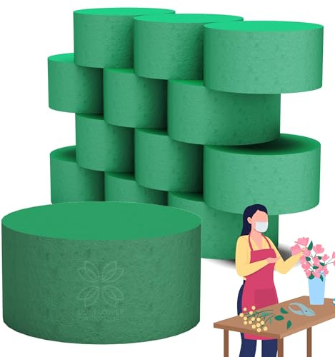 12 Pcs Cylinder Floral Foam - Round Flower Foam for Fresh Flowers - Wet Florist Foam Crafts Floristry Displays and Designs for Home, Office & Weddings