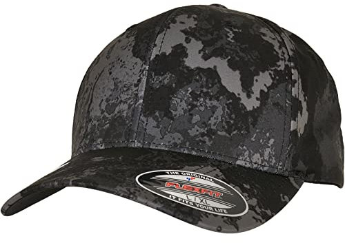 Flexfit Unisex 6277VC-Flexfit Veil Camo Cap Baseballkappe, Poseidon Black, S/M