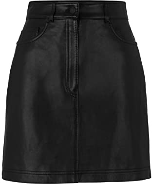 HUGO Kvinnors Lusila läder_kjol, Black1, XS