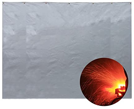 Manta de soldadura recubierta de silicona, cortina de soldadura con ojal de cobre, tela de fibra de vidrio impermeable, ignífuga, alfombrilla protectora para uso industrial y doméstico