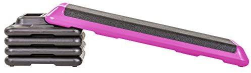The Step Freestyle Pink Aerobic Platform, Health Club Size Steppers for Exercise with 4 Risers for Adjustable Home Workout, Stair Stepper for Exercise and Home Gym