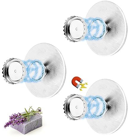 savon Magnétique, 3 Pièces Porte-Savon Aimanté sans Perçage, Acier Inoxydable pour Salle de Bain et Cuisine