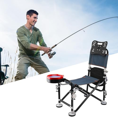 Silla de pesca plegable con patas ajustables, altura de 13 marchas, 21 cm, 2 estantes para cañas de pescar, silla portátil de tela Oxford para pesca al aire libre, camping, jardinería, picnic, viajes,