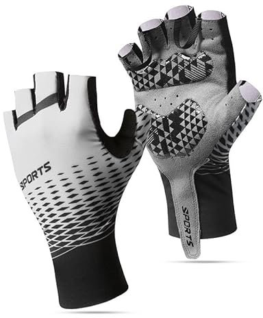 fdsmall Fahrradhandschuhe Halbfinger Gel Gepolsterte Fahrradhandschuhe Anti-Rutsch Stoßdämpfende Hand Schützen Fingerlose MTB Handschuhe Sommer Kurze Handschuhe für Herren und Frauen (Grey, M)