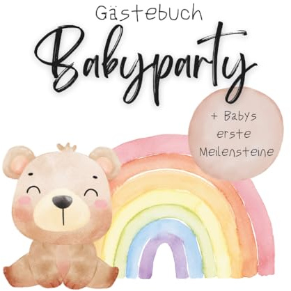 Gästebuch Babyparty I Erinnerungsbuch zum Ausfüllen I Babys erste Meilensteine nach der Geburt I Tippspiel I Geschenk Babyshower