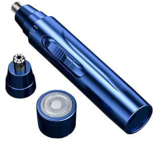 Electric Nose Hair Trimmer Portable Handheld Washable Battery Operated Remover Stainless Steel Head Clippers Blue 2 Pcs Head