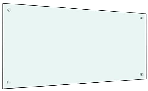 Myheimly Küchenrückwand Spritzschutz Fliesenspiegel Glasplatte Rückwand Herdspritzschutz Wandschutz Herd Küche Hartglas Weiß,100 x 50 cm
