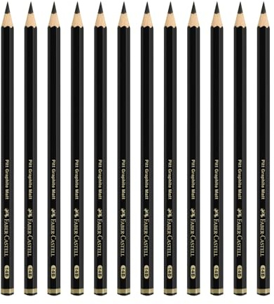 FABER-CASTELL 205237 – blyertspennor set pitt grafit matt, 12 ritpennor, hårdhetsgrad 14B | Extra matta ritpennor för skisser, teckningar och konstverk med hög kontrast