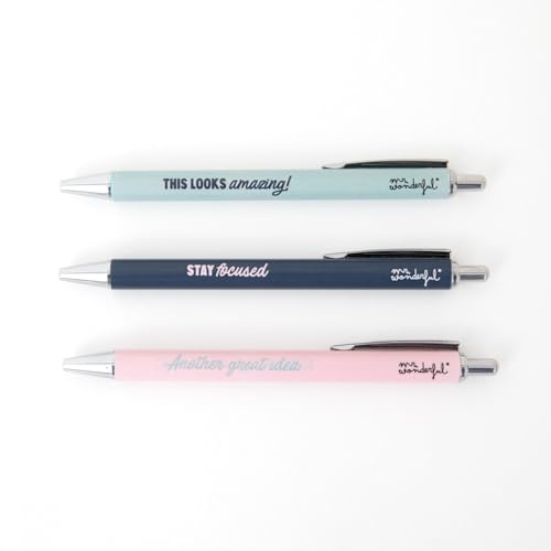 Mr. Wonderful - Set de 3 stylos pour des moments d'inspiration - Encre bleue et noire - set de stylos d'écriture