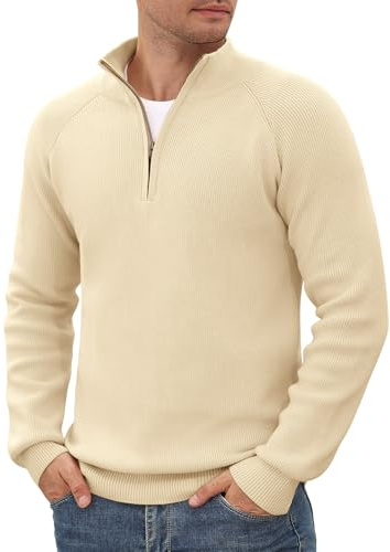 Voqeen Maglione Uomo Invernale con Zip Maglioni Collo Alto Morbido Dolcevita Maglia Manica Lunga Caldo Pullover Leggero Classico
