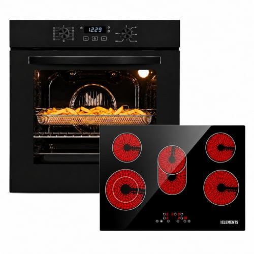 Aqua Clean - Juego de cocina (60 cm, placa de cocción de 77 cm, con zona flexible, placa de cocción con función de mantenimiento del calor, parrilla, aire caliente)