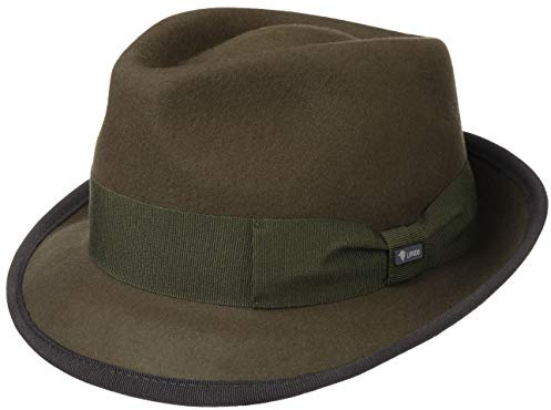 Lipodo Classic Wool Trilby Filzhut Damen Herren Wollhut Made in Italy Hut aus Wollfilz Trilbyhut Fedora Sommer Winter Oliv L (58-59 cm)