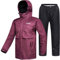 ILM Motorcycle Rain Suit Waterproof Women 2 Set Jacket and Trousers Motorbike Fishing Rain Gear Resistant Protective 6 Pockets RS02,Wine Red-women,M
