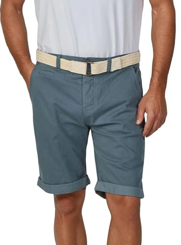 riverso Chino shorts herr med bälte regular fit RIVHenry korta byxor Bermuda shorts knappslå stretch blå marinblå röd grön orange beige grå 30 31 32 33 34 36 38 40 42, Pigeon Blue (19300), 33