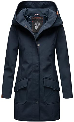 MARIKOO Damövergångsjacka, softshellrock, vattentät, ventilerande med huva, Mayleen XS-3XL, blå, 3XL
