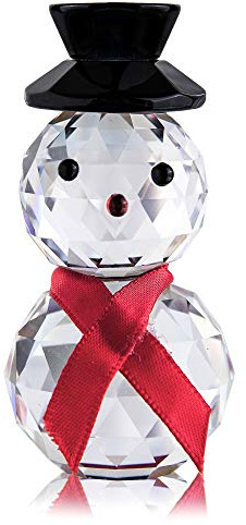 HDCRYSTALGIFTS Figuras de muñeco de nieve de cristal coleccionables de Navidad con sombrero negro collar rojo para decoración del hogar regalos
