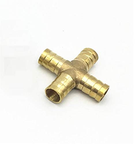 Pangocho Jinchao-Tuyau Laiton Montage Croix en Laiton de Tuyau, 4 Way 4 mm 6 mm 8 mm 10 mm 12 mm barbillon Connecteur Joint, cuivre Barbed Adaptateur Coupler, raccords de réparation (Size : 8mm Barb)