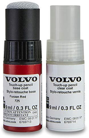 Volvo Original 725 Fusion Red Lackstift Set - 9ml Basislack, 9ml Klarlack - Lackreparatur Set Ausbesserungslack rot 31651045