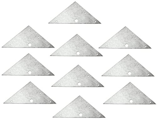 AERZETIX - C58836 - Set di 10 piastre di montaggio piatte triangolari 140x100x100x1mm - piastra di fissaggio perforata - staffa legno telaio assemblaggio - in acciaio - colore argento